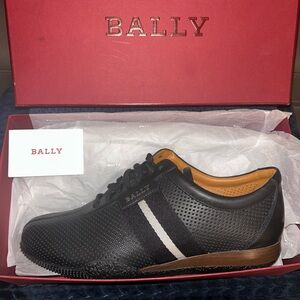 Bally Black Sneakers with Perforated Leather and Stripe Detail
